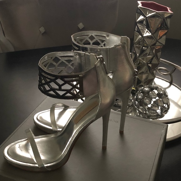 BCBGMAXAZRIA Silver Estie heel sandal prom - Picture 2 of 8